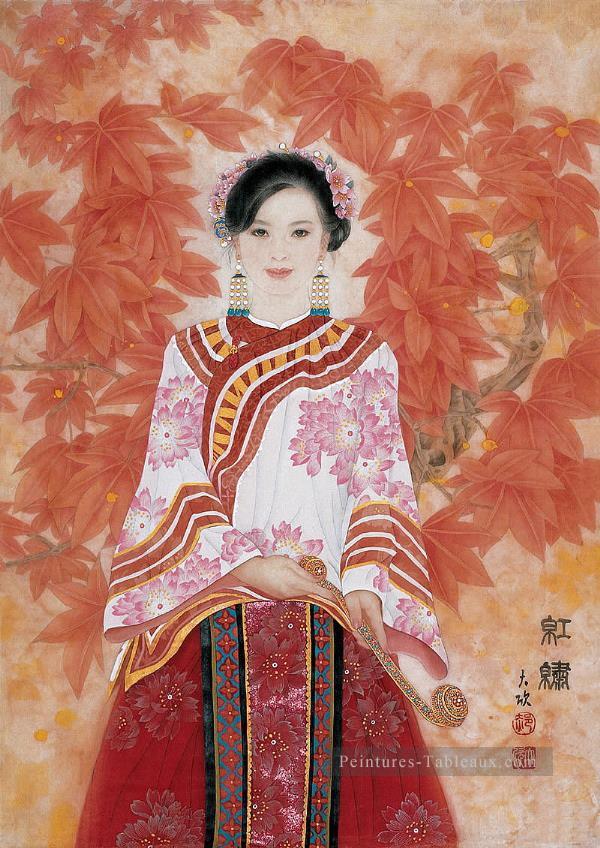 feuilles rouges tradition chinoise Peintures à l'huile